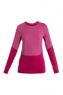 ICEBREAKER Wmns Merino 200 Sonebula LS Crewe, Electron Pink/Tempo/Flux Green velikost: L