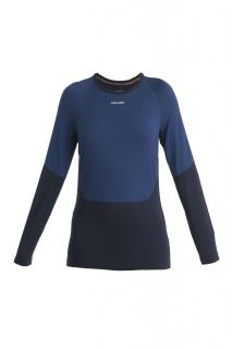 ICEBREAKER Wmns Merino 200 Sonebula LS Crewe, Mid Navy/Royal Nvy/Snow velikost: L