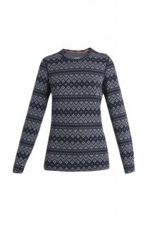 ICEBREAKER Wmns Merino 260 Vertex LS Crewe First Snow, Midnight Navy/Snow/J velikost: L