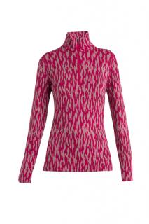 ICEBREAKER Wmns Merino 260 Vertex LS Half Z Macro Forms, Crystal/Electron Pink/J velikost: M