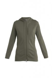 ICEBREAKER Wmns Quantum III LS Zip Hood, Loden velikost: L