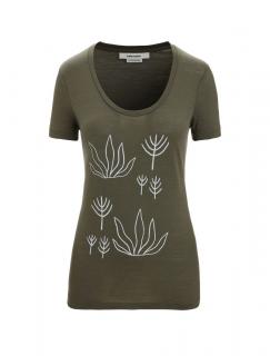 ICEBREAKER Wmns Tech Lite II SS Scoop Tee Fresh Growth, Loden velikost: S