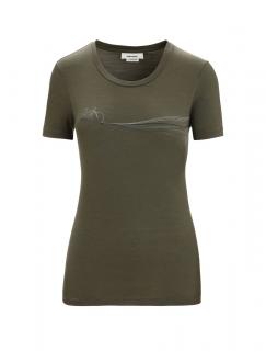 ICEBREAKER Wmns Tech Lite II SS Tee Cadence Paths, Loden velikost: XS