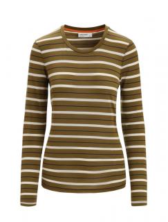 ICEBREAKER Wmns Wave LS Tee Stripe, Algae/Chalk velikost: M