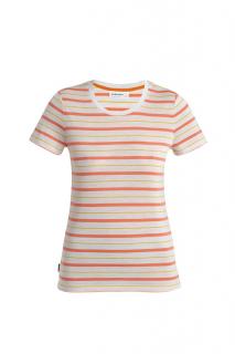 ICEBREAKER Wmns Wave SS Tee Stripe, Ecru Heather/Tang/Lux/S (vzorek) velikost: S