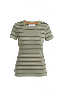 ICEBREAKER Wmns Wave SS Tee Stripe, Lichen/Loden/Snow/S (vzorek) velikost: S