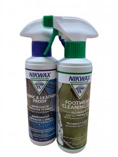 NIKWAX sada čistící prostředek Footwear Cleaning Gel a impregnace Fabric/Leather Proof (300 + 300 ml)