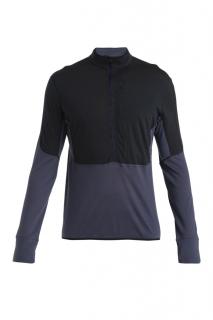 Pánská merino mikina ICEBREAKER Mens 200 Realfleece Descender LS Half, Black/Graphite velikost: L