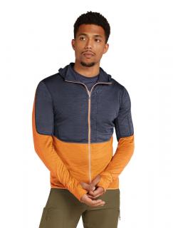 Pánská merino mikina ICEBREAKER Mens 200 Realfleece Descender LS Zip H, Graphite/Ray/Feldsar velikost: L