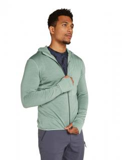 Pánská merino mikina ICEBREAKER Mens 200 Realfleece Descender LS Zip H, Moss/Galaxy velikost: L