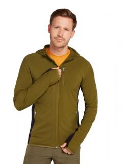 Pánská merino mikina s kapucí ICEBREAKER Mens Descender LS Zip Hood, Algae/Black velikost: L