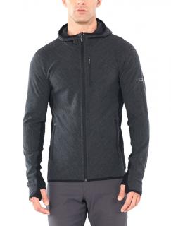 Pánská merino mikina s kapucí ICEBREAKER Mens Descender LS Zip Hood, Jet Heather/Black velikost: L