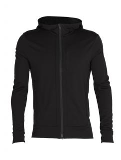 pánská merino mikina s kapucí, zip ICEBREAKER Mens Quantum III LS Zip Hood, Black (vzorek) velikost: M