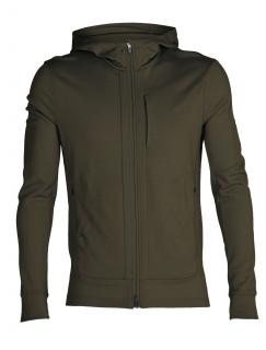 pánská merino mikina s kapucí, zip ICEBREAKER Mens Quantum III LS Zip Hood, Loden (vzorek) velikost: M