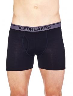 Pánské merino boxerky ICEBREAKER Mens Anatomica Boxers wFly, Black velikost: L