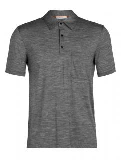 pánské merino polo triko ICEBREAKER Mens Drayden SS Polo, Gritstone Heather velikost: S