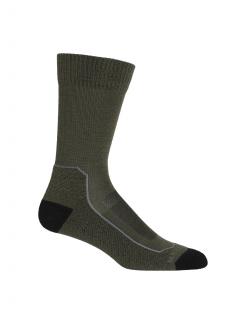 pánské merino ponožky ICEBREAKER Mens Hike+ Light Crew, Loden/Blk/Gritstone Heather velikost: 47-49 (XL)