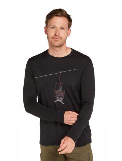 Pánské merino tričko s dlouhým rukávem ICEBREAKER Mens 150 Tech Lite LS Tee Bear Lift, Black velikost: L