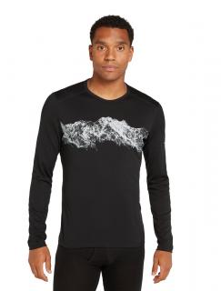 Pánské merino tričko s dlouhým rukávem ICEBREAKER Mens 200 Oasis LS Crewe Remarkables, Black velikost: L