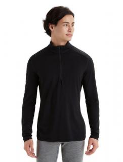 Pánské merino tričko s dlouhým rukávem ICEBREAKER Mens 200 Oasis LS Half Zip, Black velikost: L