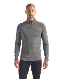 Pánské merino tričko s dlouhým rukávem ICEBREAKER Mens 200 Oasis LS Half Zip, Gritstone Heather velikost: L