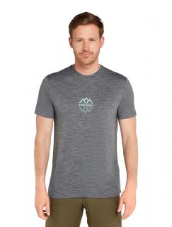 Pánské merino tričko s krátkým rukávem ICEBREAKER Mens 150 Tech Lite III SS Tee Logo Refl, Gritstone Heather velikost: L