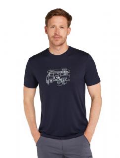 Pánské merino tričko s krátkým rukávem ICEBREAKER Mens 150 Tech Lite SS Tee Van Life, Midnight Navy velikost: M