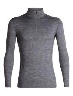 pánské merino triko dlouhý rukáv, 1/2 zip ICEBREAKER Mens 200 Oasis LS Half Zip, Gritstone Hthr velikost: S