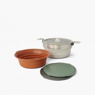 Sada nádobí Sea to Summit Detour Essentials Camp Kitchen Kit - 4 kusy 5L Pot Set w/ Colander a Cutting Boards velikost: OS (UNI)