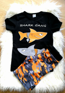 Chlapecký set Shark gang černo-oranžovo-šedý Velikost: 122, Barva: Černo-oranžová