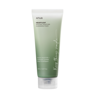 ANUA - HEARTLEAF SUCCINIC MOISTURE CLEANSING FOAM - Čistící pěna s pH 5,6 na ochranu kožní bariéry 150 ml