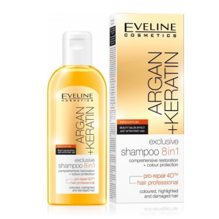 EVELINE COSMETICS - ARGAN + KERATIN 8in1 SHAMPOO - Šampon na barvené a poničené vlasy vlasy 150 ml