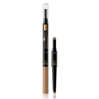 EVELINE COSMETICS - BROW STYLER 01 MEDIUM BROWN - Precizní tužka na obočí 3 v 1