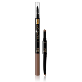 EVELINE COSMETICS - BROW STYLER 02 DARK BROWN - Precizní tužka na obočí 3 v 1