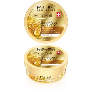 EVELINE COSMETICS - EXTRA SOFT BIO ARGAN MANUKA OIL - Hydratační krém na tělo a obličej s arganovým olejem 175 ml