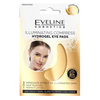 EVELINE COSMETICS - GOLD ILLUMINATING COMPRESS - Maska na oční okolí se šnečím extraktem a 24K zlatem 2 ks