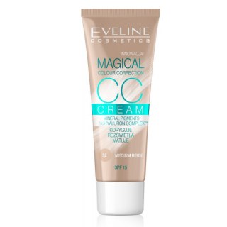 EVELINE COSMETICS - MAGICAL COLOUR CORRECTION 52 MEDIUM BEIGE - CC krém SPF 15 30 ml