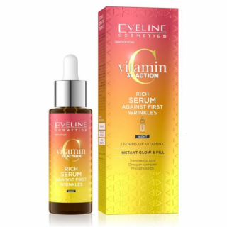 EVELINE COSMETICS - VITAMIN C 3xACTION RICH SERUM NIGHT - Noční sérum proti vráskám 30 ml