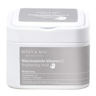 MARY&MAY - NIACINAMIDE VITAMIN C BRIGHTENING MASK - Rozjasňující pláténková maska s niacinamidem a vitamínem C 30 ks (400 ml)