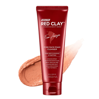 MISSHA - AMAZON RED CLAY PORE PACK FOAM CLEANSER - Čistící pleťová pěna a maska 2v1 120 ml