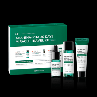 SOME BY MI - AHA-BHA-PHA MIRACLE TRAVEL KIT - Cestovní sada pro problematickou pleť: pleťový krém 20 g, pleťové sérum 10 ml, pleťový toner 30 ml