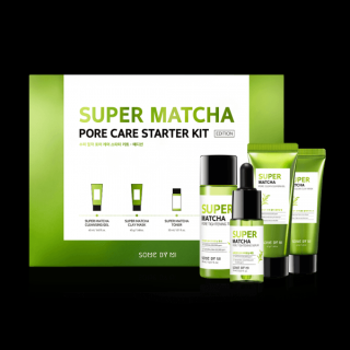 SOME BY MI - SUPER MATCHA PORE CARE STARTER KIT - Sada pro péči o póry: čistící přípravek s matcha 42 ml, pleťová maska s matcha 42 g, pleťové sérum s…