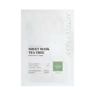 VILLAGE 11 FACTORY - ACTIVE CLEAN SHEET MASK TEA TREE - Zklidňující plátýnková maska s Tea Tree 23g