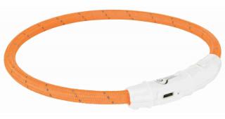 Svítící oranžový obojek pro psy 45 cm - nabíjecí
