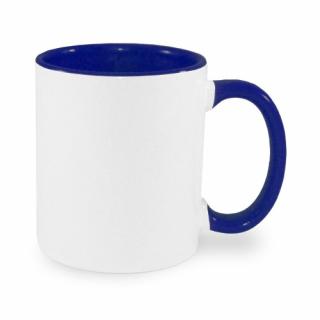 Bílý hrnek FUNNY 330 ml JS Coatings modrým vnitřkem a uchem