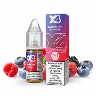 Borůvka a malina (Blue Sour Raspberry) - X4 Bar Juice Salt 10ml Množství nikotinu: 10mg, Množství: 10ml
