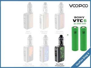 Elektronický box mod VooPoo Drag 4 + UFORCE-L Tank + 2x Sony / Murata VTC6 až 3000 mAh Barva: Gun Metal + Forest Green