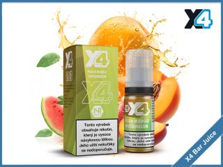 Peach Mango Watermelon (Broskev, mango a meloun) - E-liquid X4 Bar Juice - 10 ml Intenzita nikotinu: 10 mg/ml