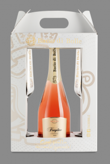 Bacio Di Bolle Fragoline - růžové šumivé víno - Jahoda 7% 0,75l (dárkové balení 2 sklenič