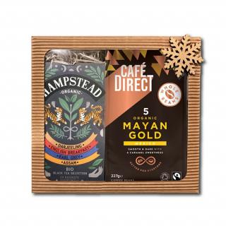 Dárkové balení obsahuje:  1x BIO Mayan Gold Mexiko SCA 82 zrnková káva 227g  1x BIO selekce černých čajů 20ks